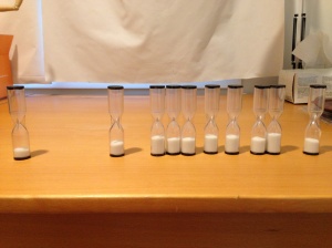 hourglasses in order of duration